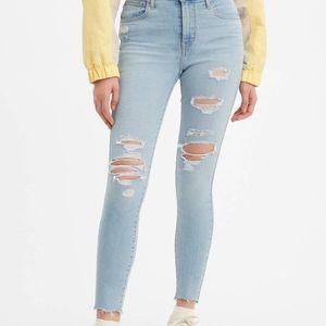 Levi's 720 High Rise Super Skinny Ripped/Distressed Jeans (light wash)